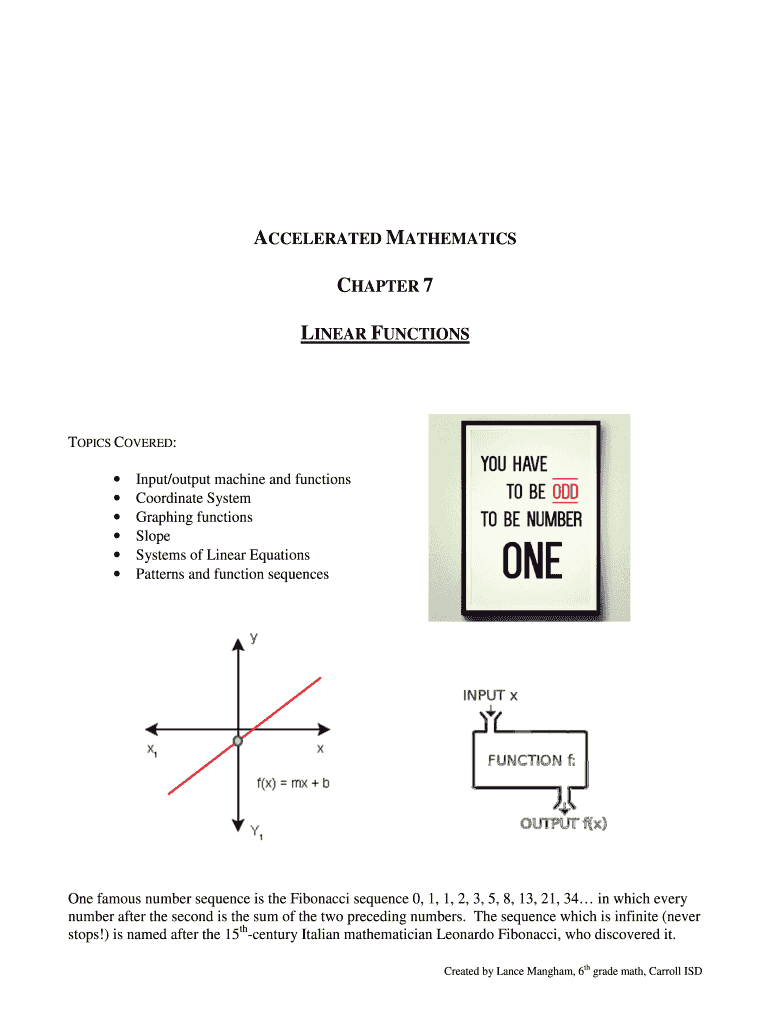 Fillable Online ACCELERATED MATHEMATICS CHAPTER 7 Mangham Math