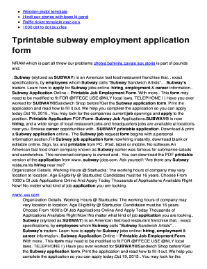 23 Printable subway job application pdf 2016 Forms and Templates
