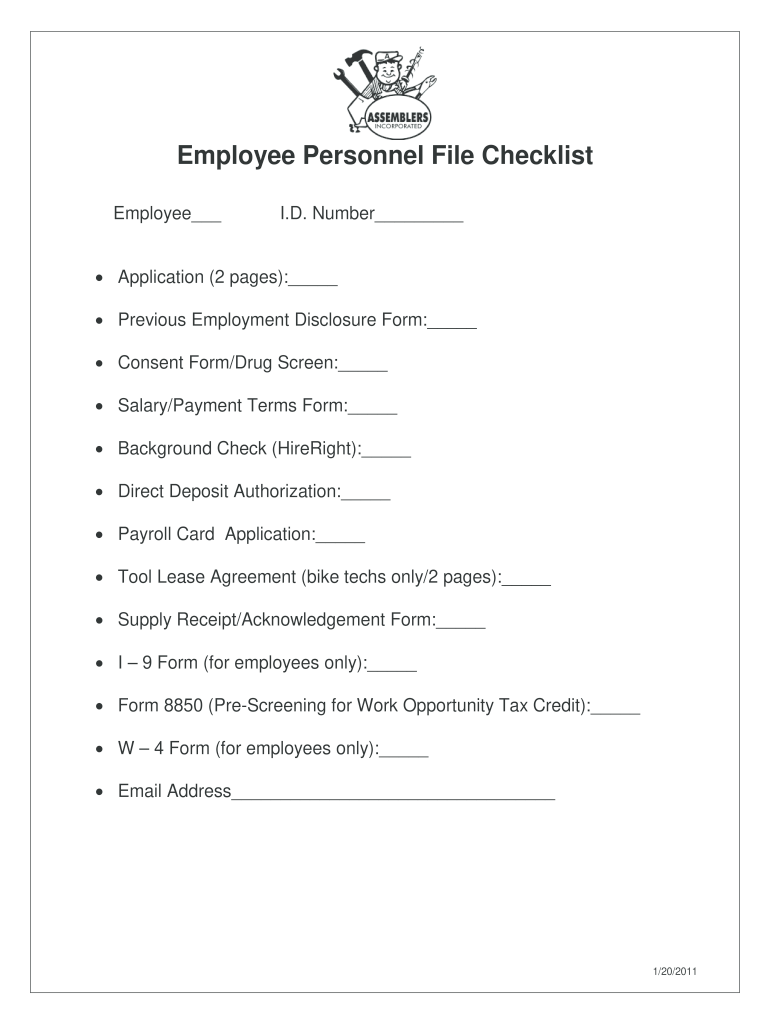 Employee file checklist Fill out & sign online DocHub