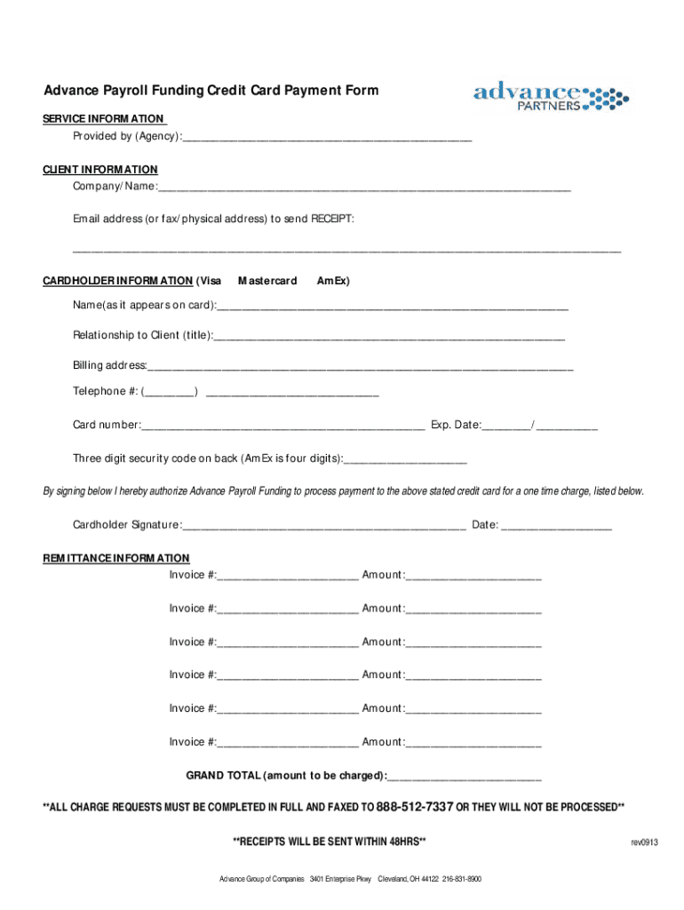 Fillable Online CREDIT CARD PAYMENT FORM Woodside Employment Fax