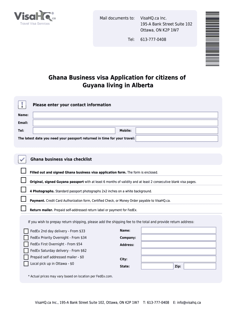 Fillable Online ghana visahq Ghana Visa Application for Citizens of
