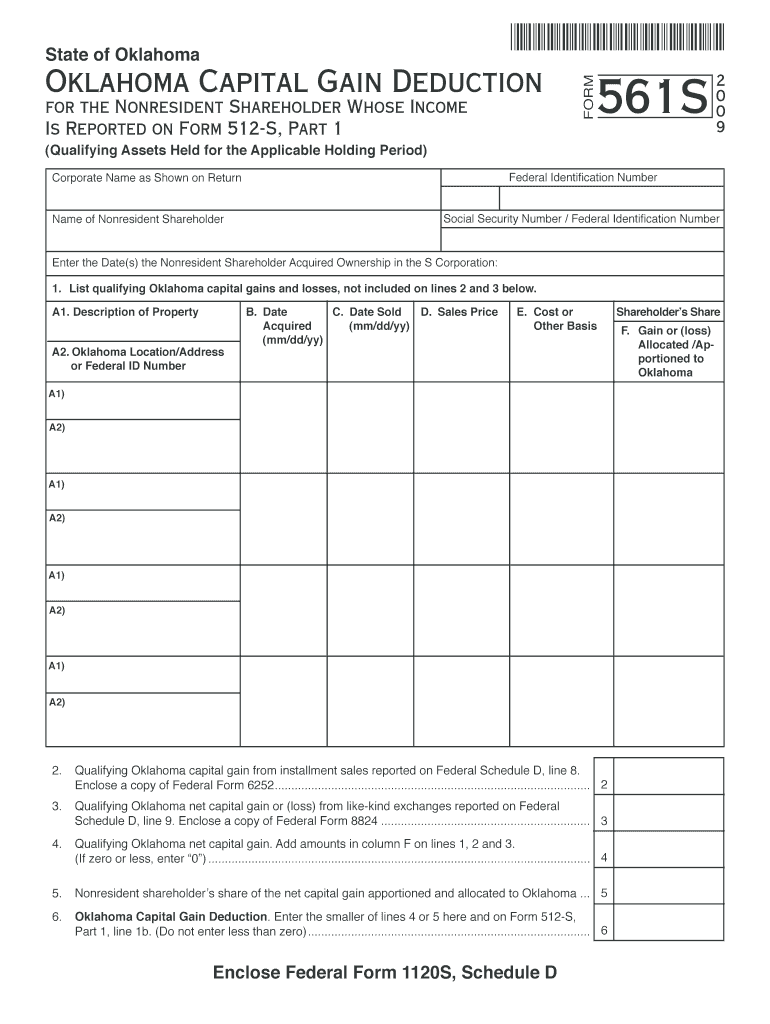 Fillable Online ok BOklahomab Capital Gain Deduction Fax Email Print