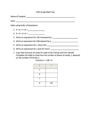 Fillable Online Functional Math Tests - Fifth Grade Math Test.pdf