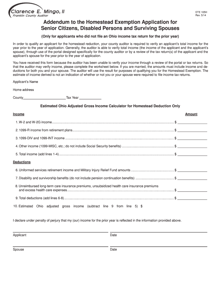 Fillable Online Addendum to Homestead Exemption Application Fax Email Print pdfFiller