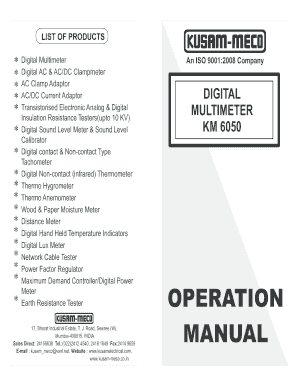 Fillable Online Digital Multimeter Km 6050 Kusam Meco Fax Email