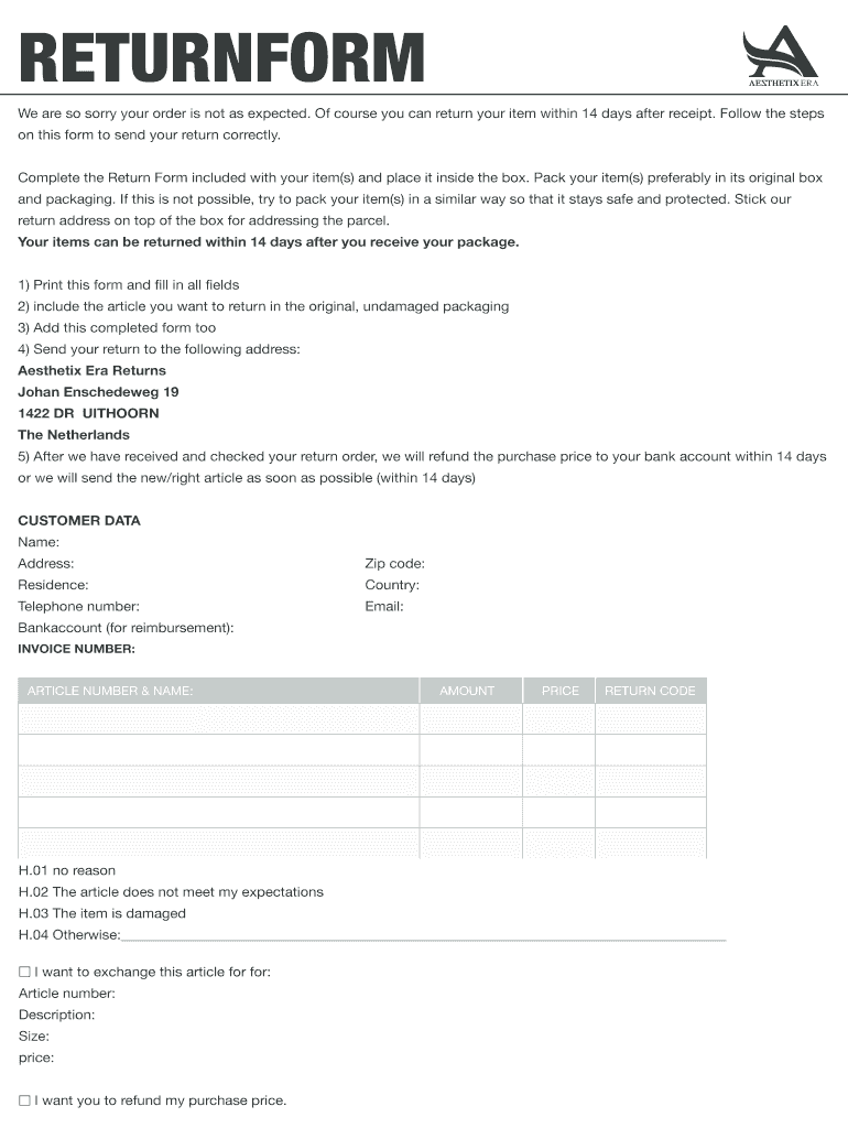 Fillable Online Return form ae Fax Email Print pdfFiller