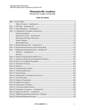 Fillable Online schools utah Utah State Charter School Board 20062007