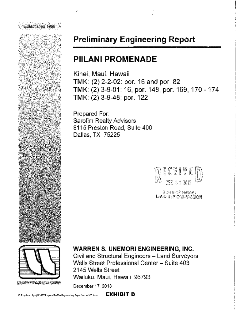Fillable Online Preliminary Engineering Report Land Use Commission