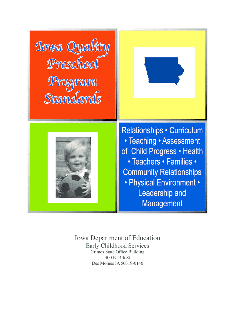 Fillable Online educateiowa Iowa Quality Preschool Program Standards