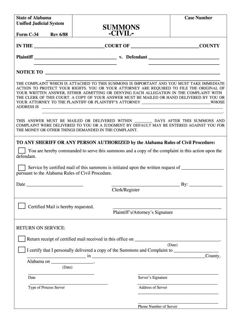 Alias summons alabama Fill out & sign online DocHub