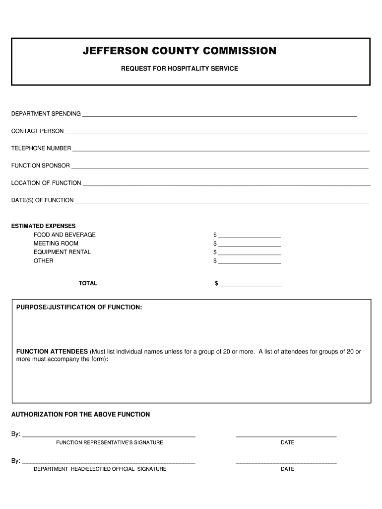 Fillable Online jeffersoncountywv Hospitality Form (PDF) Jefferson
