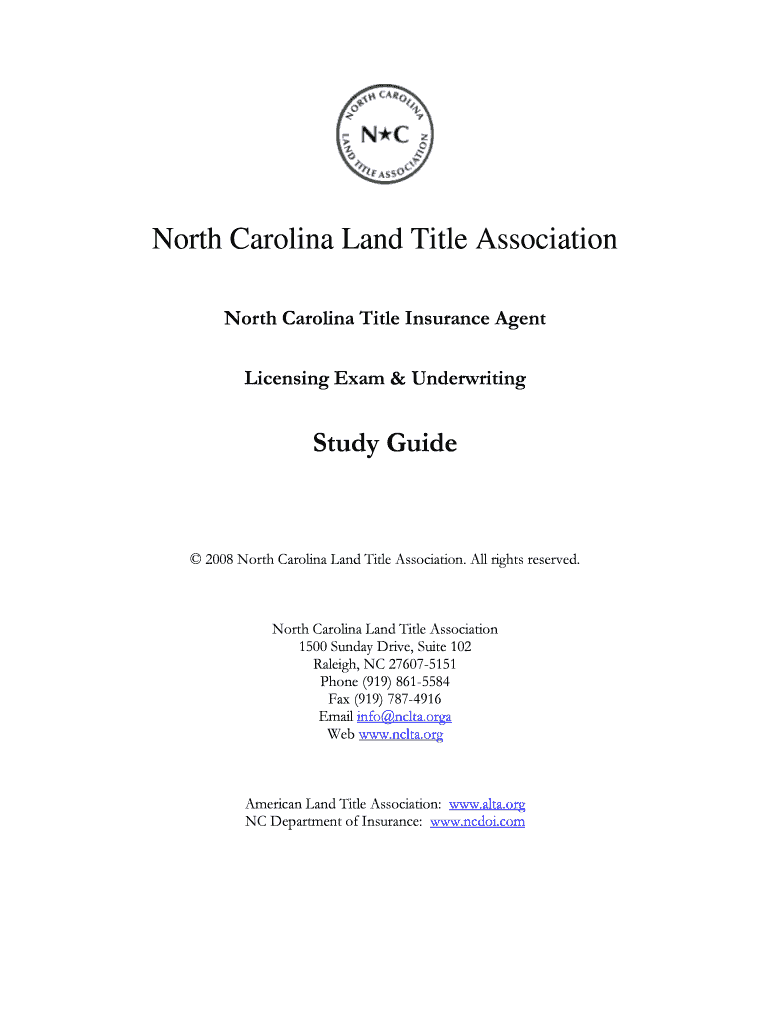 Fillable Online North Carolina Land Title Association Fax Email Print