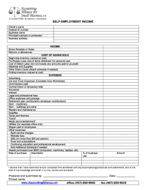 Fillable Online Schedule C Worksheet - Accounting Alliance for Small