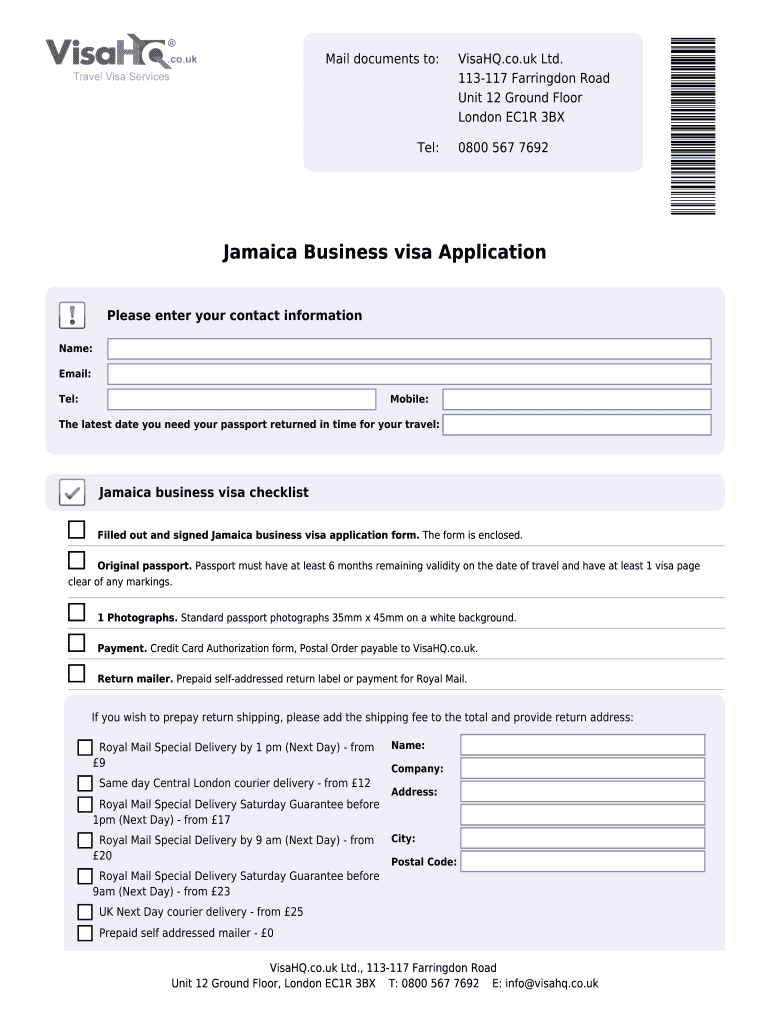 Fillable Online jamaica visahq co Jamaica Visa Application for Citizens