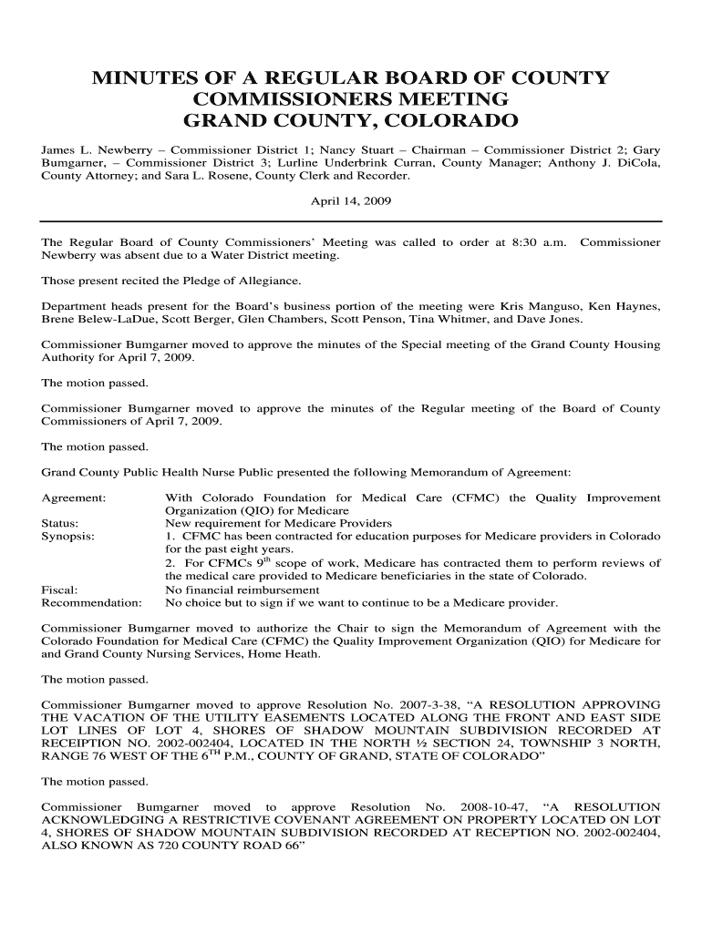 Fillable Online GRAND COUNTY, COLORADO Fax Email Print pdfFiller