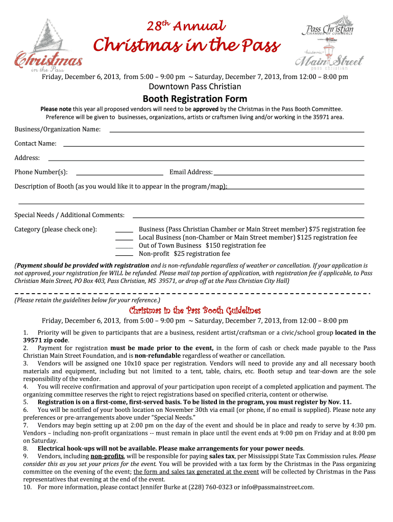 Fillable Online Christmas in the Pass Pass Christian Main Street Fax Email Print pdfFiller