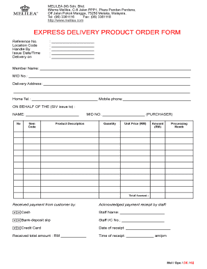 Express Delivery Product Order Form-2 - Fill and Sign Printable