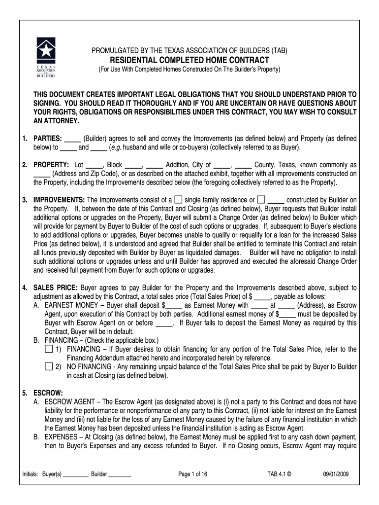 Texas residential construction contract pdf Fill out & sign online DocHub