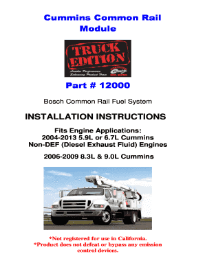 Fillable Online Cummins Common Rail Module Part # 12000 Bosch Common