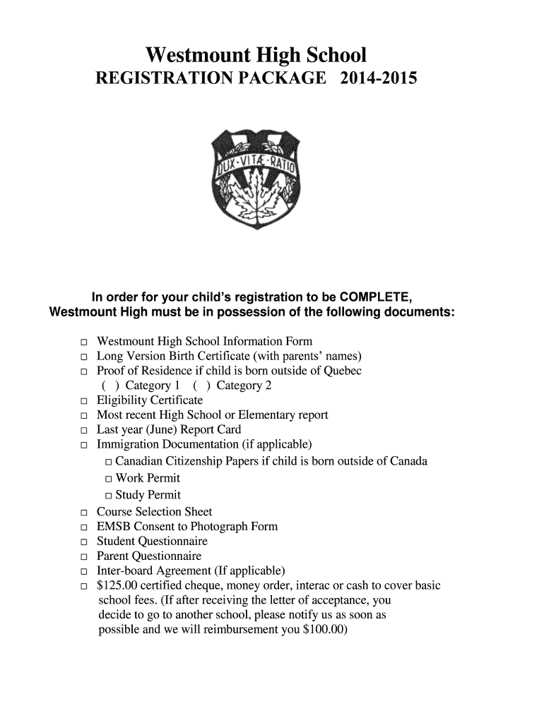 Fillable Online Westmount High School Fax Email Print pdfFiller