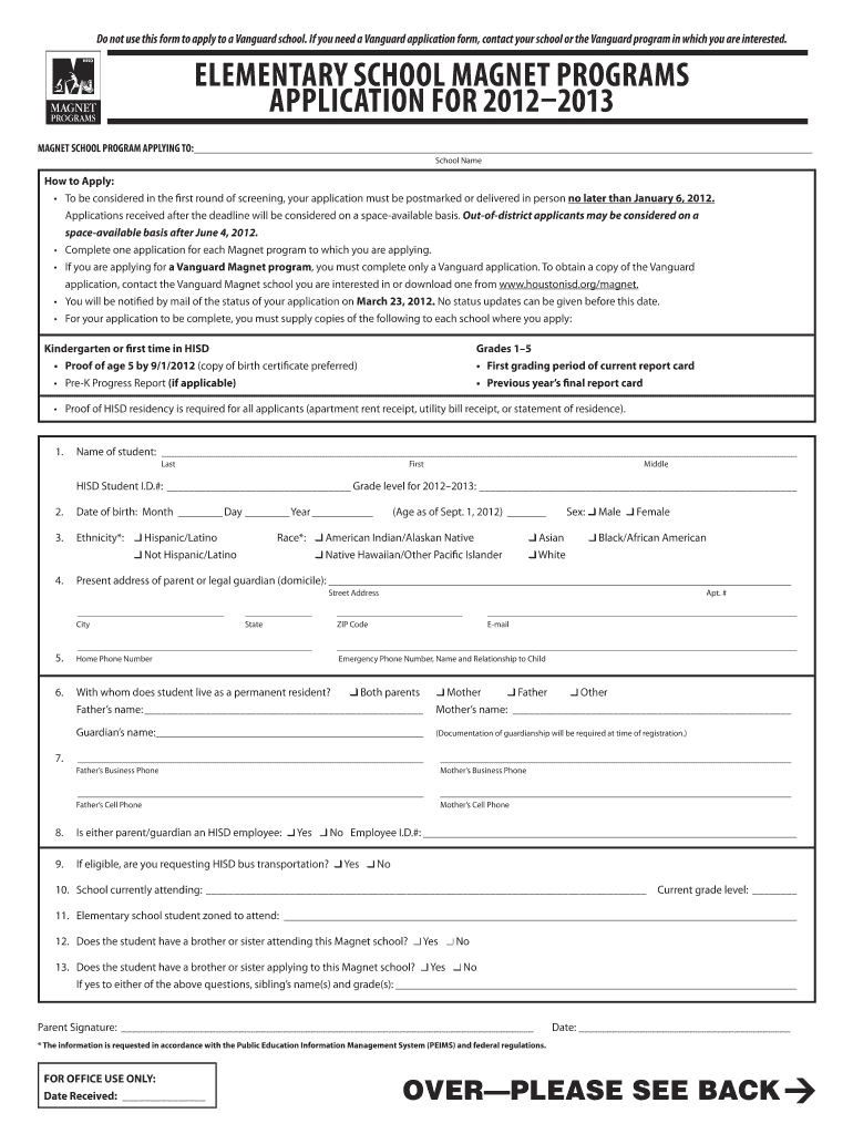 Fillable Online media houstonisd If you need a Vanguard application