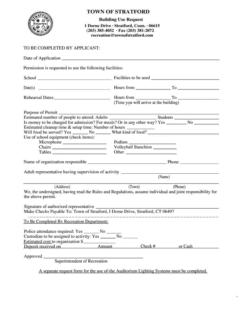 Fillable Online TOWN OF STRATFORD Fax Email Print pdfFiller