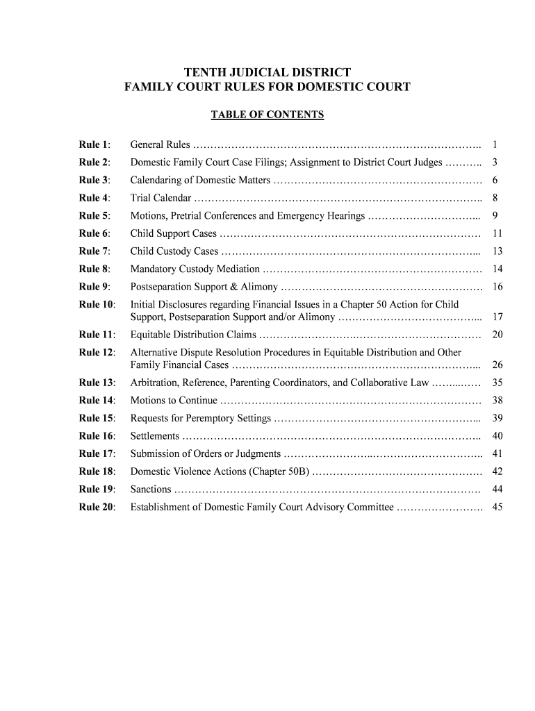 Fillable Online FAMILY COURT RULES FOR DOMESTIC COURT Fax Email Print