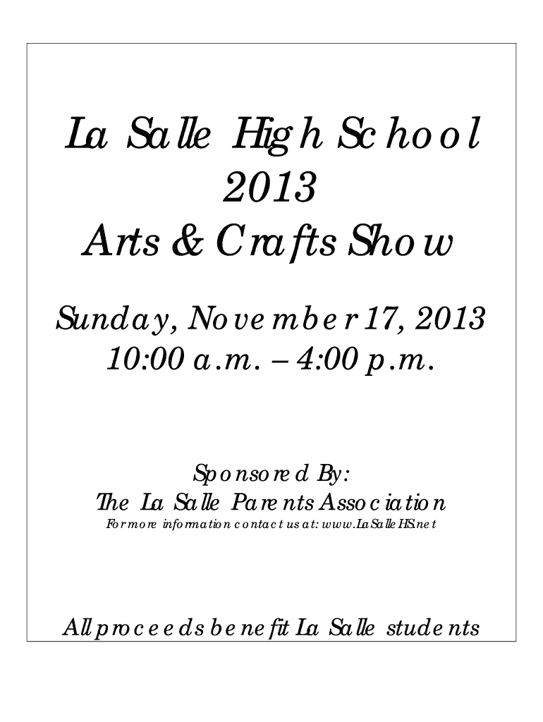 Fillable Online Application and Information La Salle High School Fax
