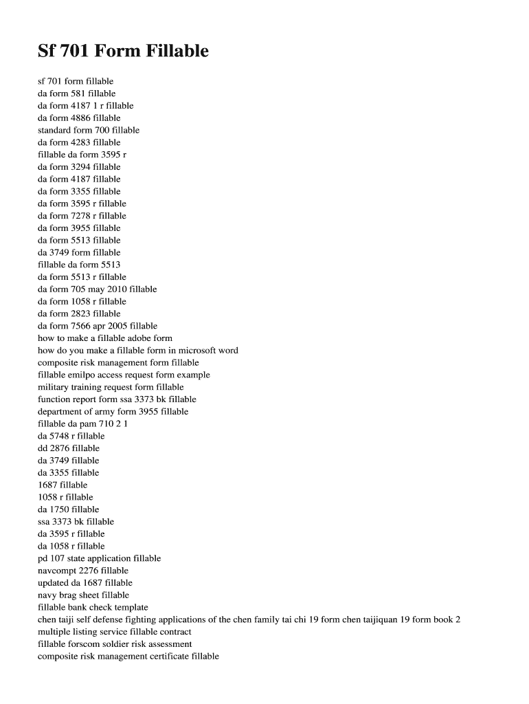 Fillable Online 107 170 116 Sf 701 Form Fillable. sf 701 form fillable Fax Email Print pdfFiller