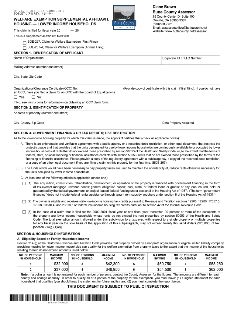 Fillable Online capropeforms Welfare Exemptions Supplemental Affidavit