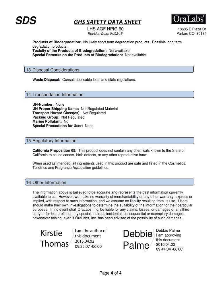 Fillable Online SDS GHS SAFETY DATA SHEET Australian Gold Fax Email