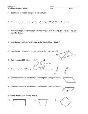 Fillable Online Geometry Name: Worksheet: Chapter 6 Review Date: Block