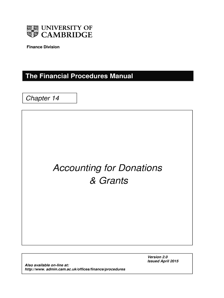 Fillable Online finance admin cam ac Accounting for Donations & Grants