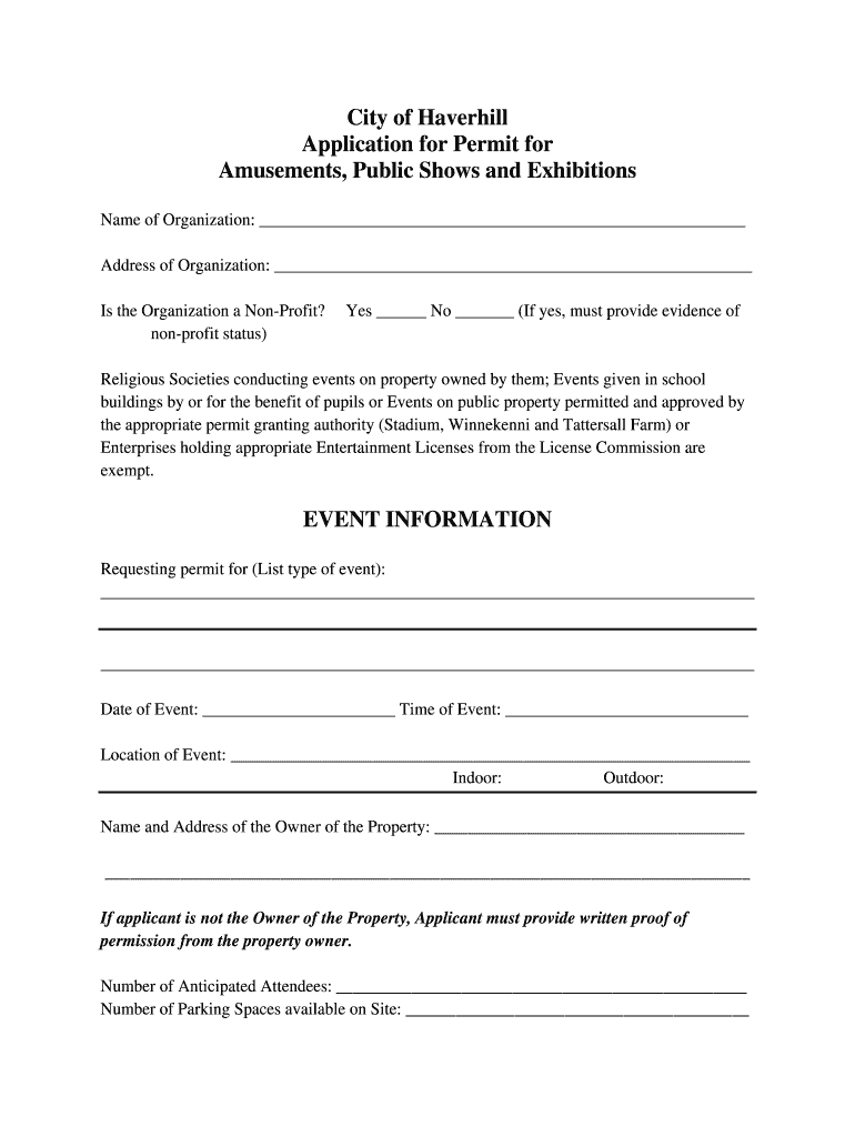 Fillable Online cityofhaverhill City of Haverhill Application for