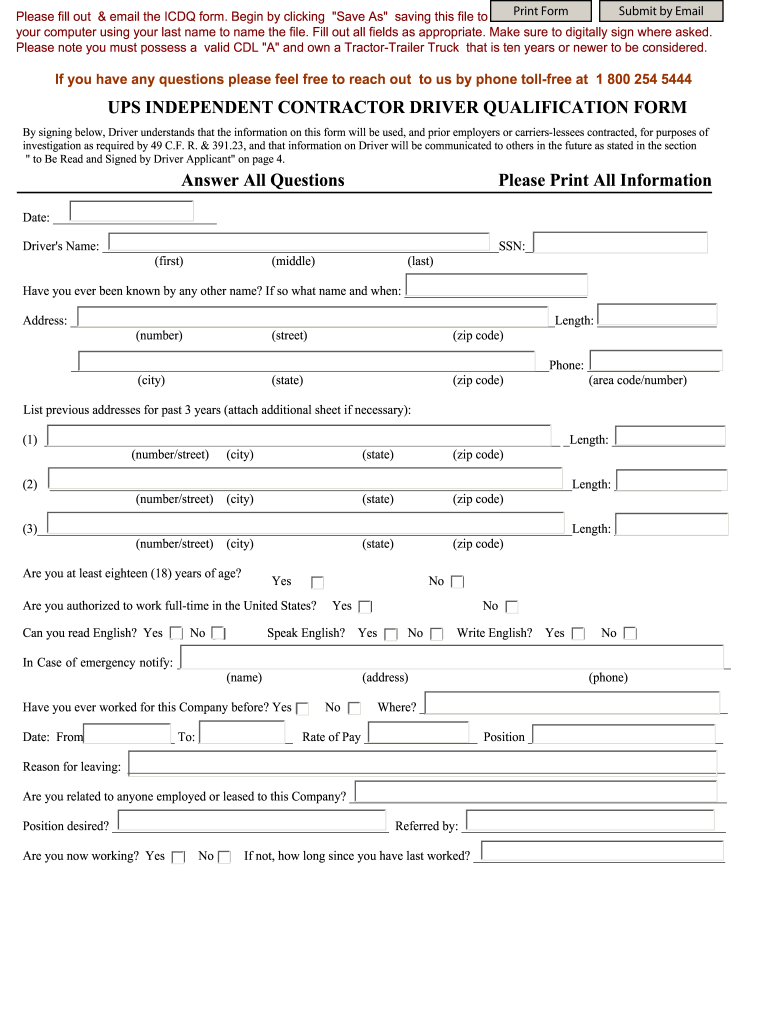 Ups Independent Driver Form Fill Online, Printable, Fillable, Blank pdfFiller