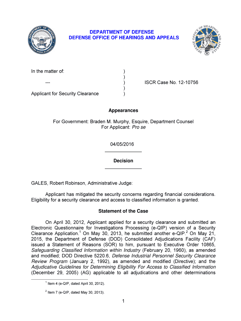 Fillable Online dod Applicant for Security Clearance Fax Email Print