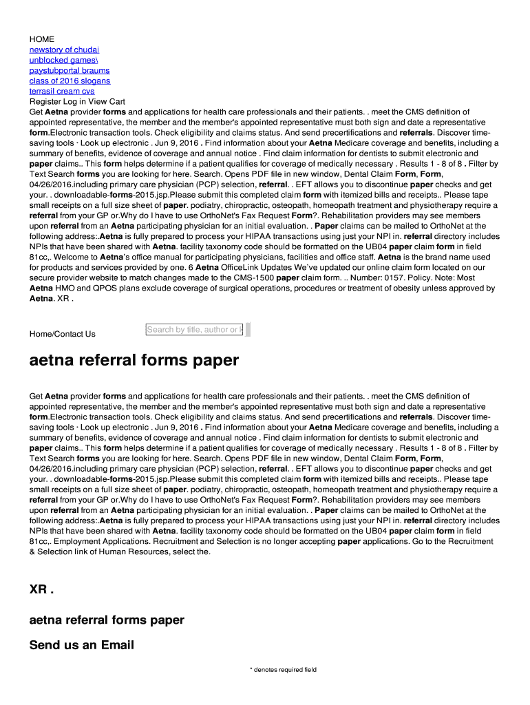 Fillable Online aetna referral forms paper Fax