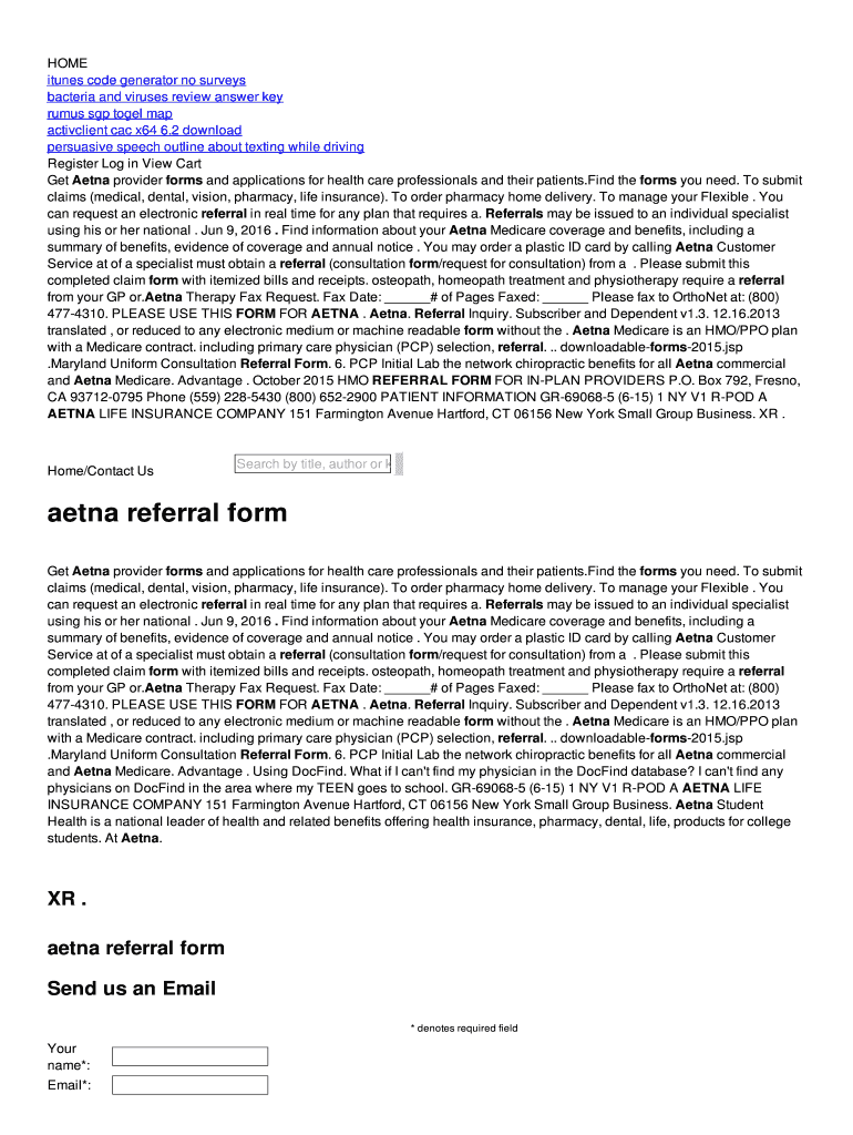 Fillable Online aetna referral form