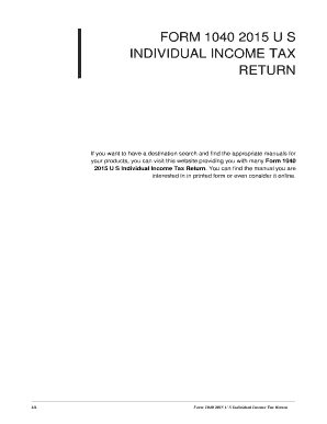 Fillable Online treasentye Form 1040 2015 U S Individual Income Tax