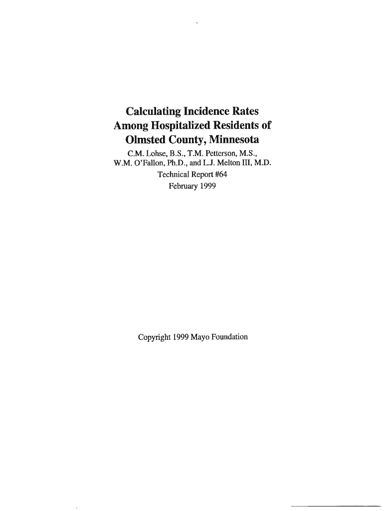Fillable Online mayo Calculating Incidence Rates Among Hospitalized