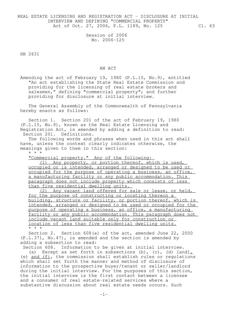 Fillable Online REAL ESTATE LICENSING AND REGISTRATION ACT DISCLOSURE