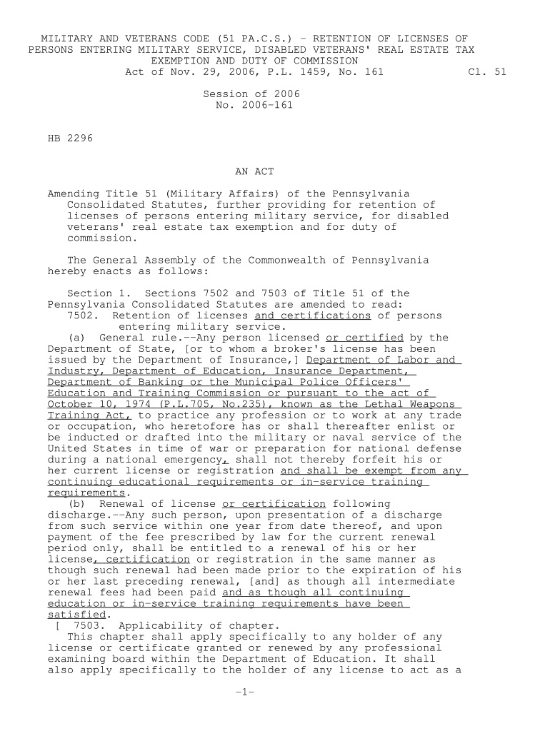 Fillable Online ) RETENTION OF LICENSES OF PERSONS ENTERING MILITARY