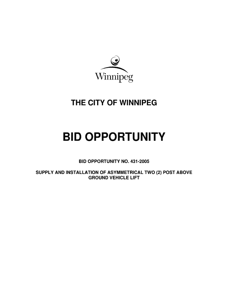 Fillable Online winnipeg SUPPLY AND INSTALLATION OF ASYMMETRICAL TWO (2