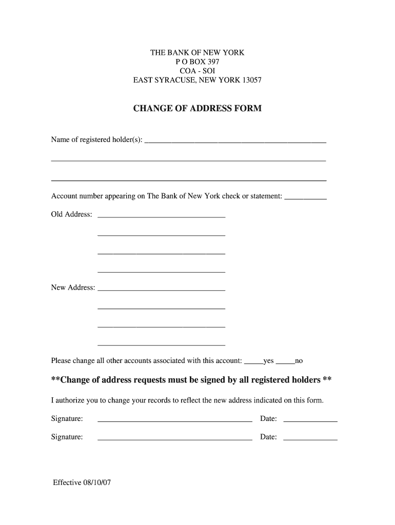 Fillable Online CHANGE OF ADDRESS FORM **Change of address requests
