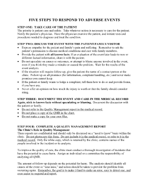 Fillable Online FIVE STEPS TO RESPOND TO ADVERSE EVENTS.doc. MVR