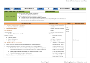 Fillable Online Grade 12 Physical Sciences Lesson Plans GRADE 12