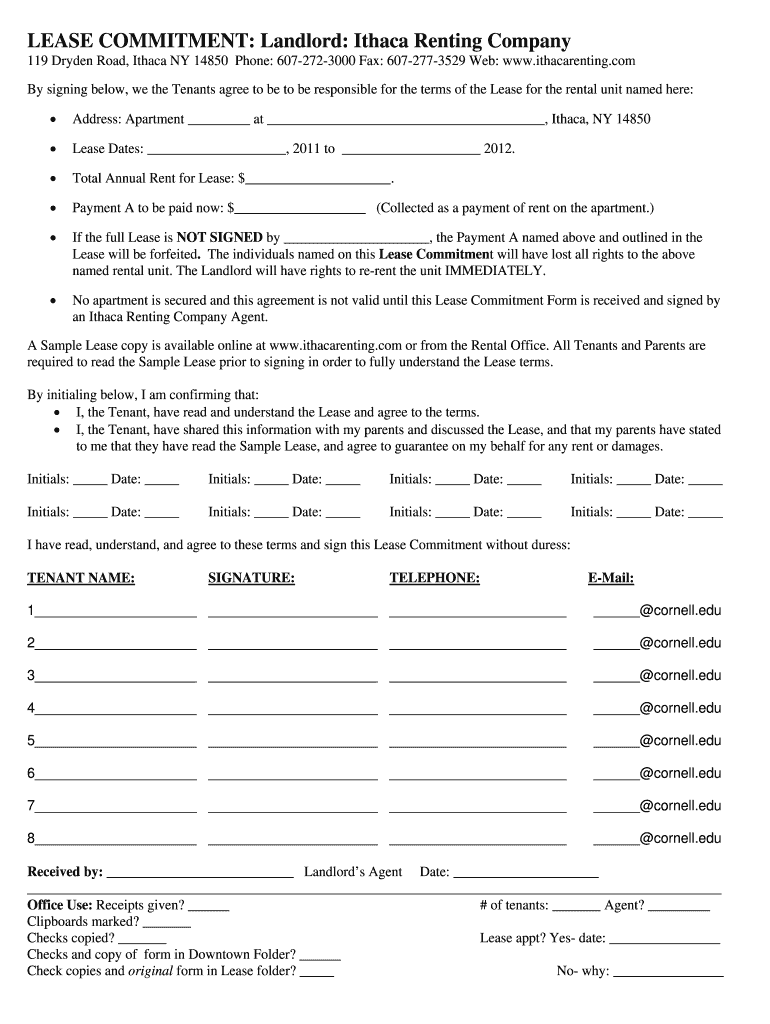 Fillable Online Commitment to sign lease and leasing information