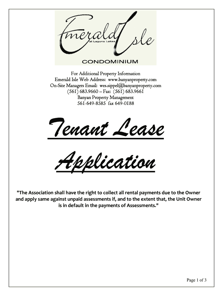 Fillable Online Tenant Lease Application Fax Email Print pdfFiller