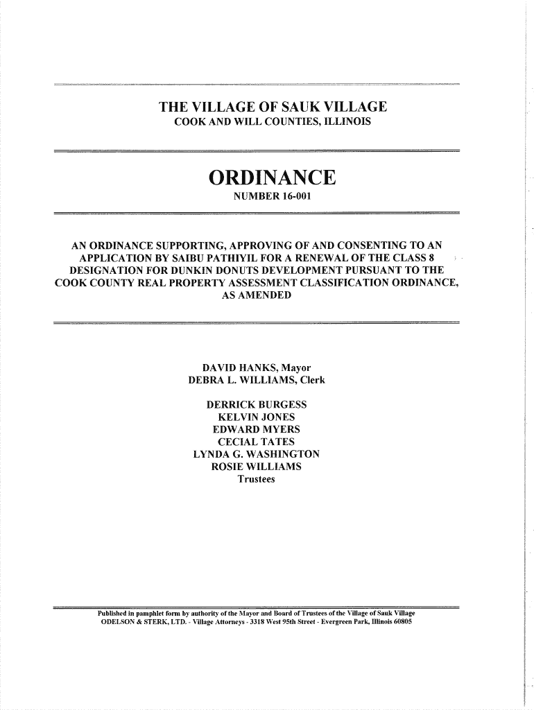 Fillable Online m saukvillage Page 1 THE VILLAGE OF SAUK VILLAGE COOK