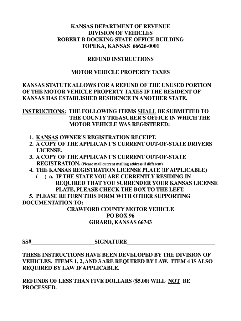 Fillable Online Kansas Department of Revenue Division of Vehicles Home